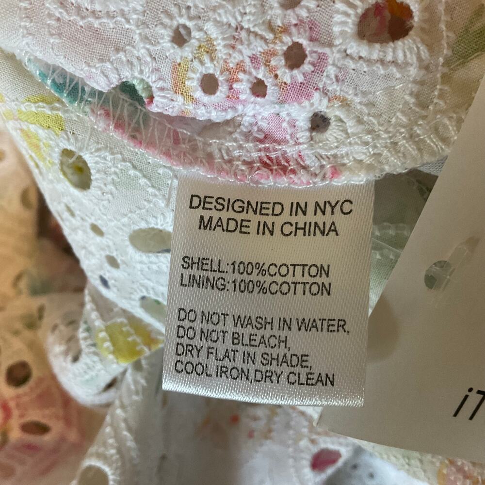 Yumi Kim Floral Cotton Eyelet Lace A-Line Midi San Juan Dress White Size 10 - Picture 10 of 11